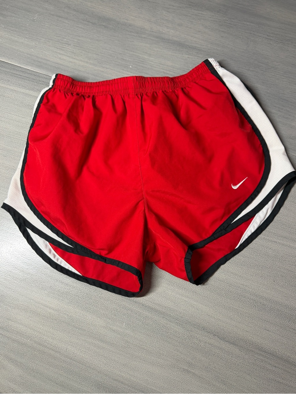 Nike Red White Black Lined Running Shorts Womenβs Small